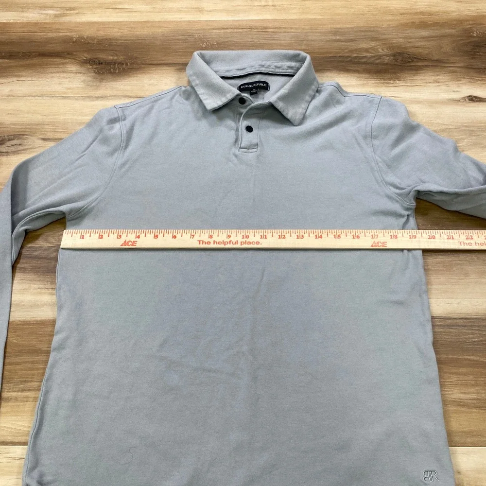Banana Republic Polo Mens M Classic 100% Cotton Long Sleeve Gray Minimal Casual